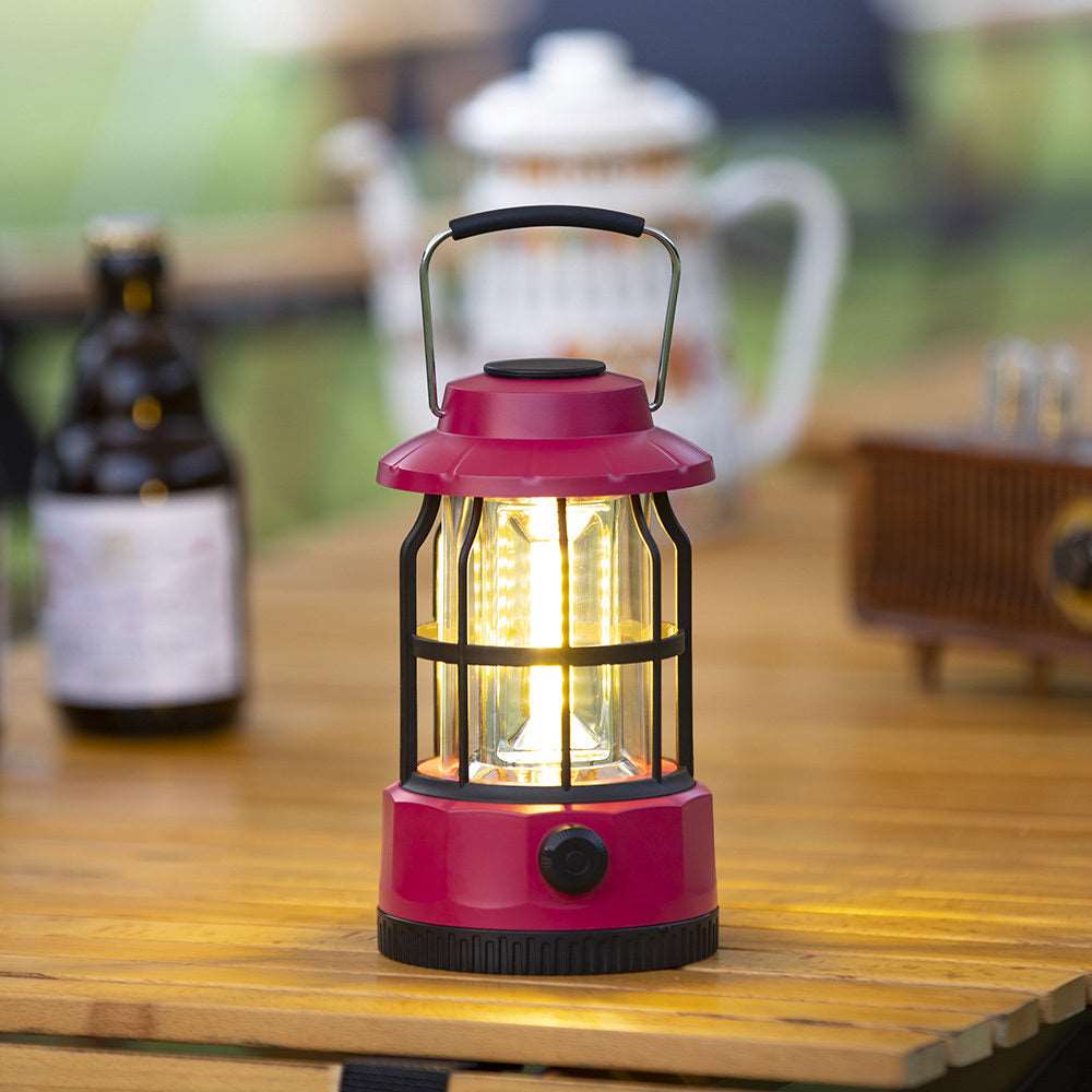400 Lumens NEW Retro Camping Lights; Atmosphere Tent Lights COB Battery Lighting Hanging Lights; Outdoor Camping Accessories Doba L801B-Red